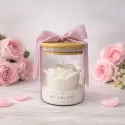 Świeca sojowa RÓŻA Biała w szkle prezent dla niej życzenia personalizacja handmade